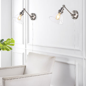 Cowie 8" Iron/Glass Adjustable LED Wall Sconce - JONATHAN Y